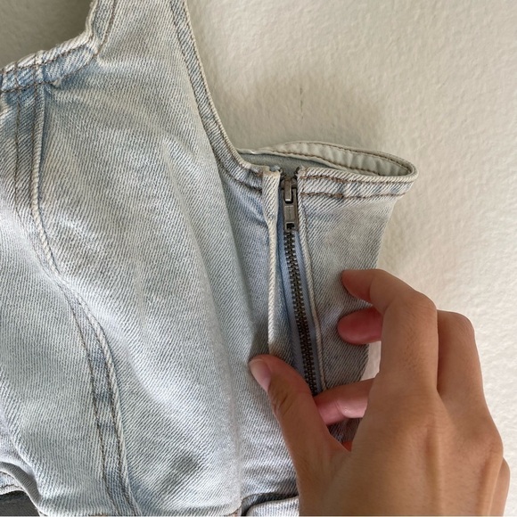 Blank NYC Give Way My Heart light wash denim cut out mini dress - Picture 6 of 11